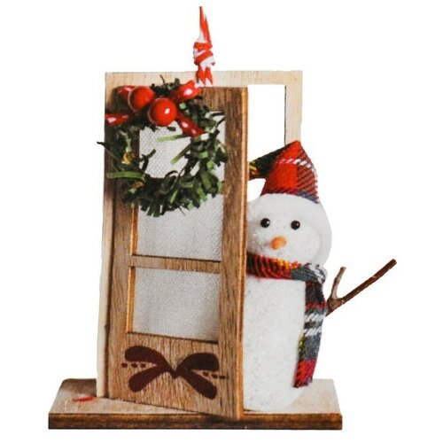 фото Набор для творчества — создай ёлочное украшение «снеговик на пороге» сима-ленд