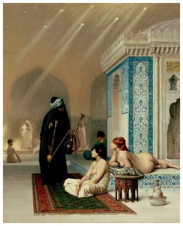 Репродукция на холсте Бассейн в гареме (Pool in a Harem) №1 Жером Жан-Леон 30см. x 37см.