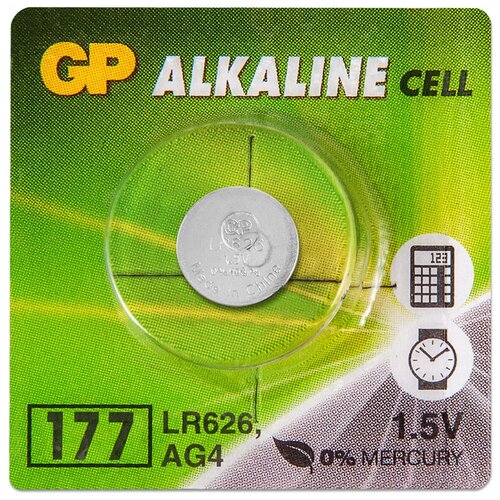 Батарейка LR66 (AG4, 377, 626) 1.5V GP, 1 шт. батарейка ag4 lr66 377 626 1 5v smartbuy blister 1 шт