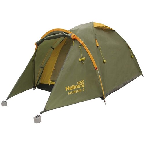 Палатка для рыбалки двухместная HELIOS MUSSON-2, зеленый карповая палатка 4 местная terbo nature camping 015 с тамбуром и навесом металлический каркас