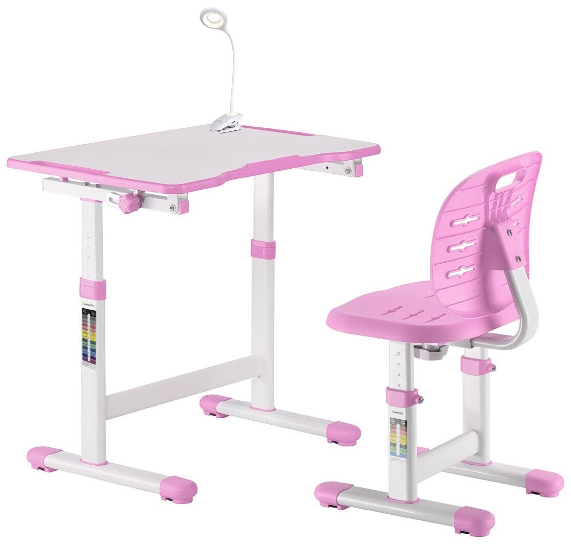 Комплект Anatomica Karina Lite парта + стул белый/светло-розовый - фотография № 3