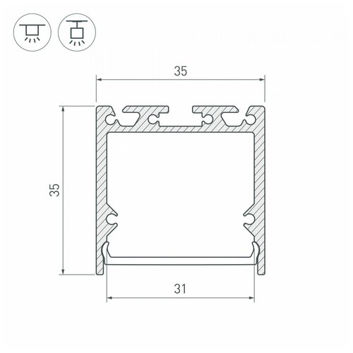 Профиль с экраном SL- LINE-3535-2500 ANOD+OPAL (Arlight, Алюминий) профиль с экраном sl line 3535 2500 anod opal