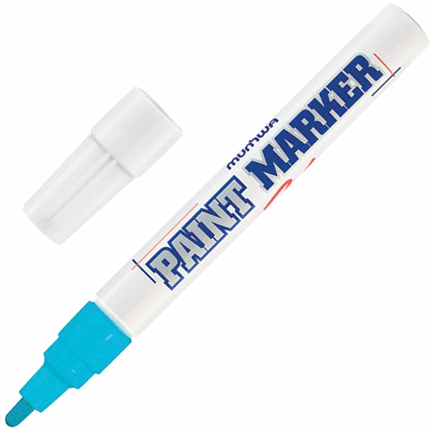 Маркер-краска лаковый (paint marker) MUNHWA 4 мм голубой нитро-основа алюминиевый корпус PM-12