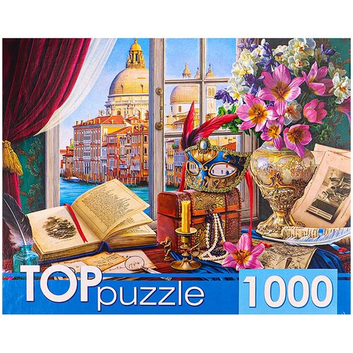 пазл натюрморт с видом на венецию 1000 элементов Пазл Рыжий кот TOPpuzzle Натюрморт с видом на Венецию, ХТП1000-4148, 1000 дет., красный