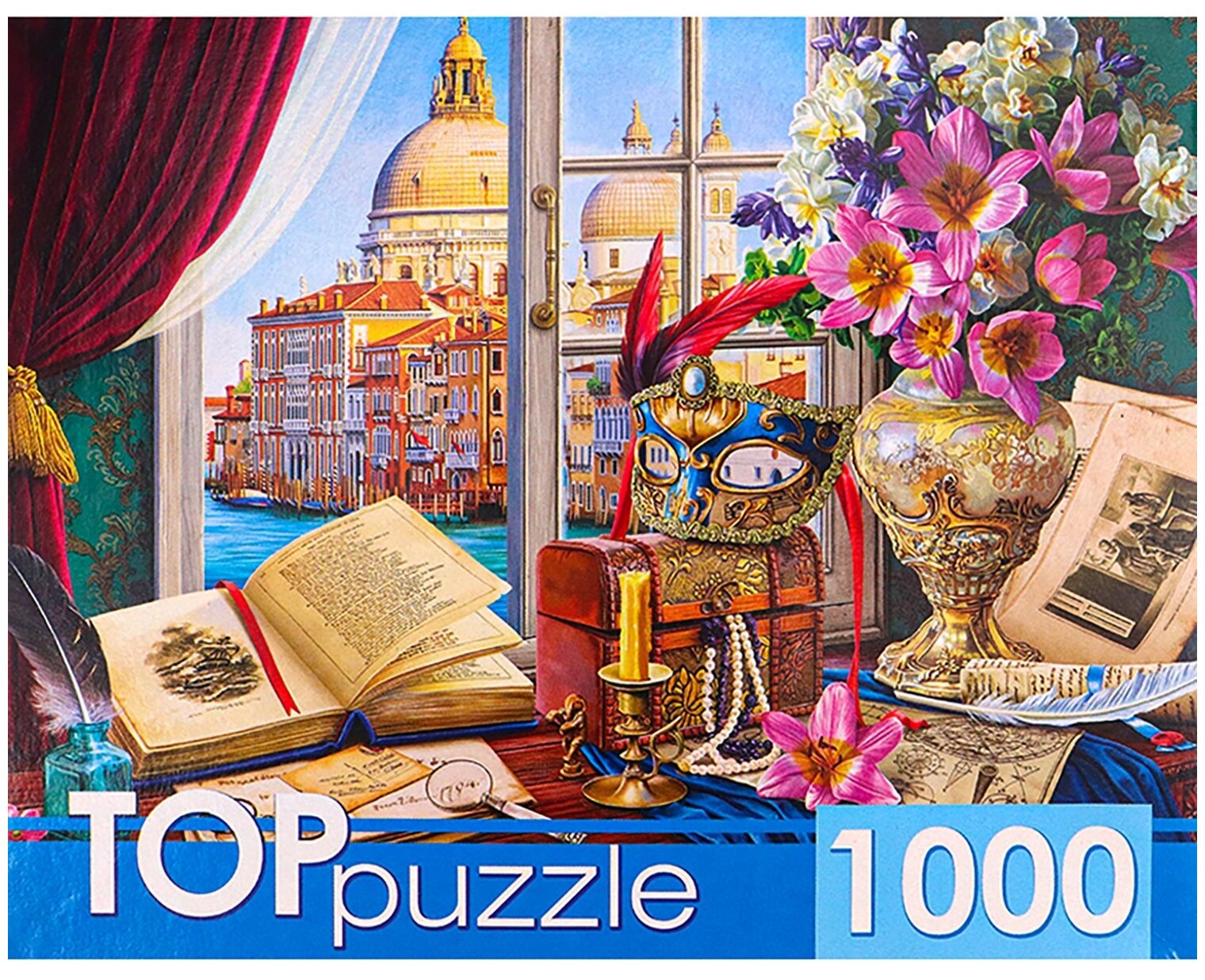 ПазлыTOPpuzzle 1000 дет. Натюрморт с видом на Венецию ХТП1000-4148, (Рыжий кот)