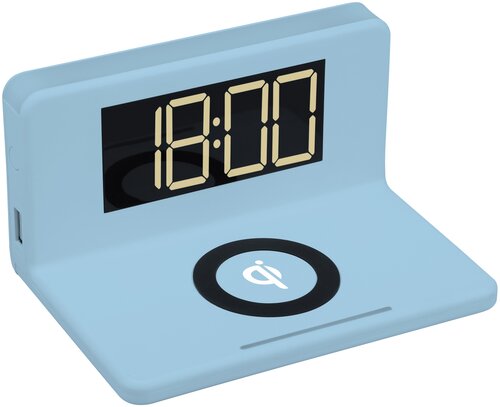 Часы электронные MAX M 10, голубой/светодиодная подсветка/будильник/беспроводная зарядка