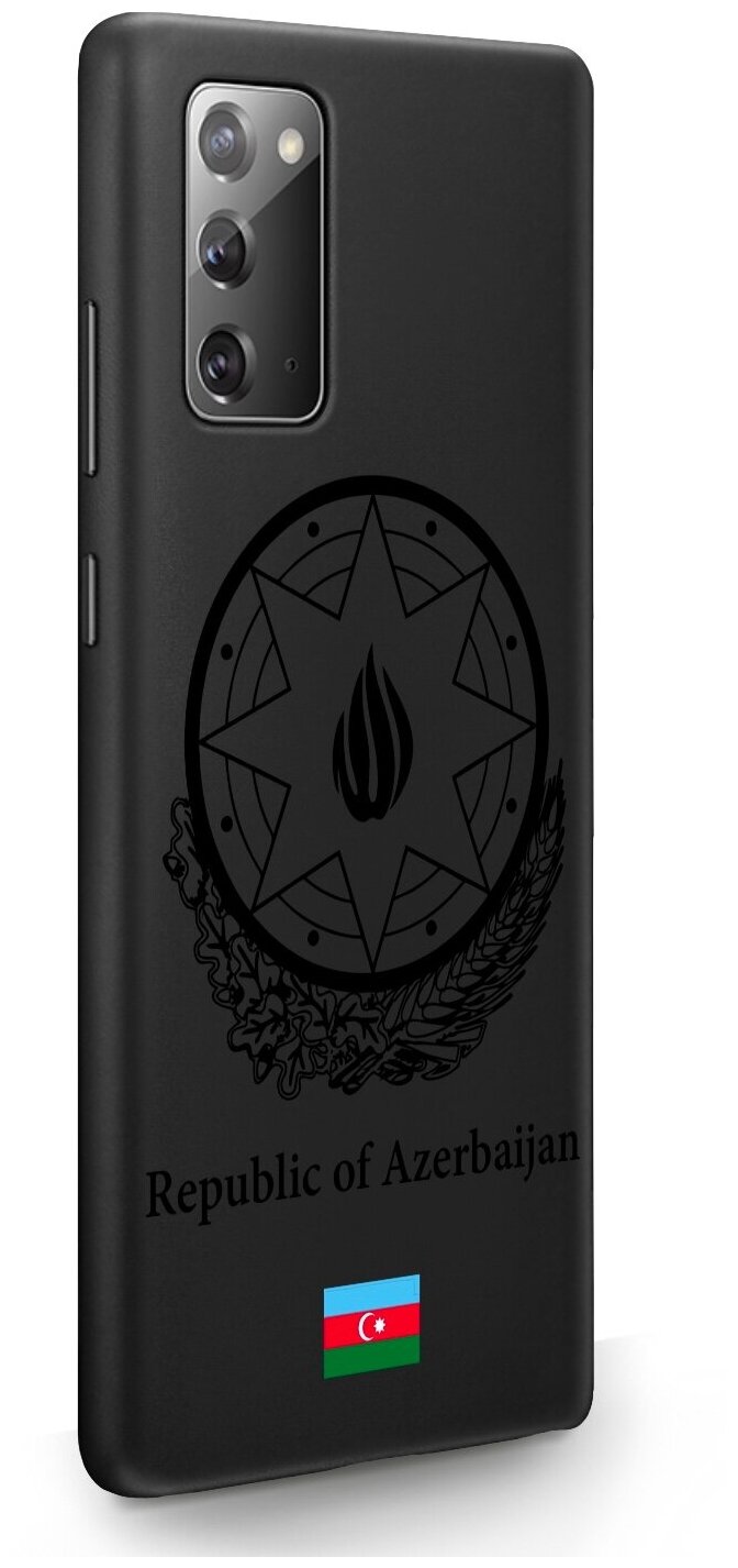 Черный силиконовый чехол SignumCase для Samsung Galaxy Note 20 Черный лаковый Герб Азербайджана для Самсунг Галакси Ноут 20