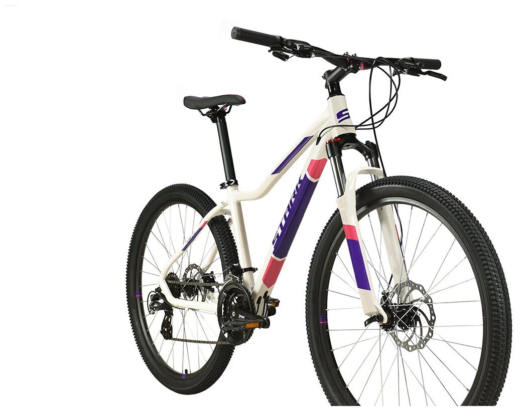 Велосипед Stark Viva 27.2 D (2020-2021) горный рам.:18" кол.:27.5" белый/фиолетовый 15.9кг (HQ-00047 - фото №7
