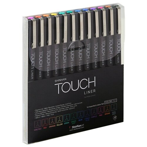 фото Линер touch набор линеров touch liner (0.1мм) "цветные" shinhan art, 12цв.