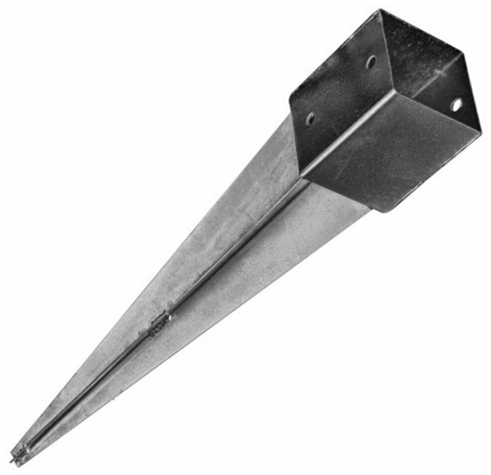 фото Опора (гильза) забивная грунтовая для квадратной стойки 101х101х150мм, Оцинкованная