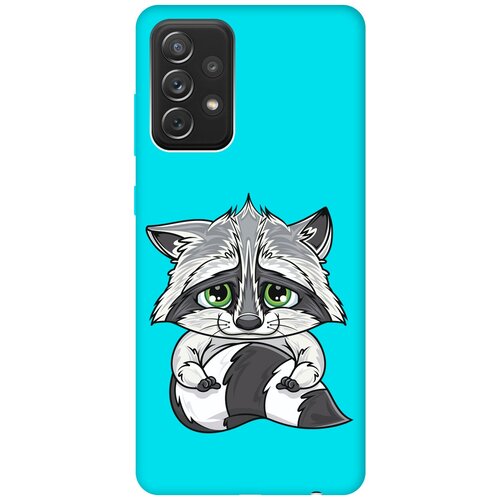 Матовый чехол Sad Raccoon для Samsung Galaxy A72 / Самсунг А72 с 3D эффектом бирюзовый матовый чехол sad raccoon для samsung galaxy note 20 самсунг ноут 20 с 3d эффектом бирюзовый