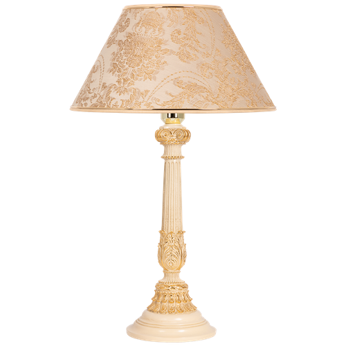 Настольная лампа BOGACHO Колонна испанская бежевая с золотистым абажуром