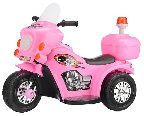 Детский Электромотоцикл, звук мотора, звук сирены, свет фар и лампочки R0002 (цвет розовый) ROCKET