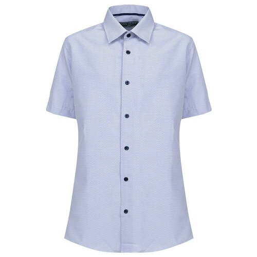Школьная рубашка Van Cliff, свободный силуэт, на пуговицах, короткий рукав, размер 188 (40), белый