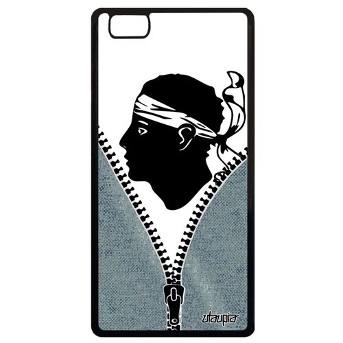 фото Противоударный чехол для смартфона // huawei p8 lite 2015 // "флаг корсики на молнии" туризм государственный, utaupia, серый