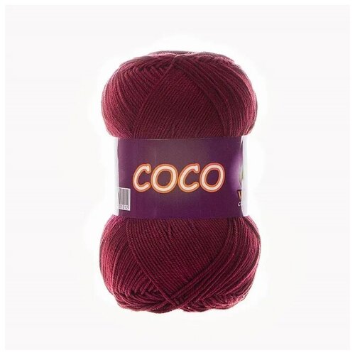 Пряжа COCO VITA Cotton, 50г, 240м (Коко Вита Коттон) 100% мерсеризованный хлопок, цвет 4332 винный, 5шт