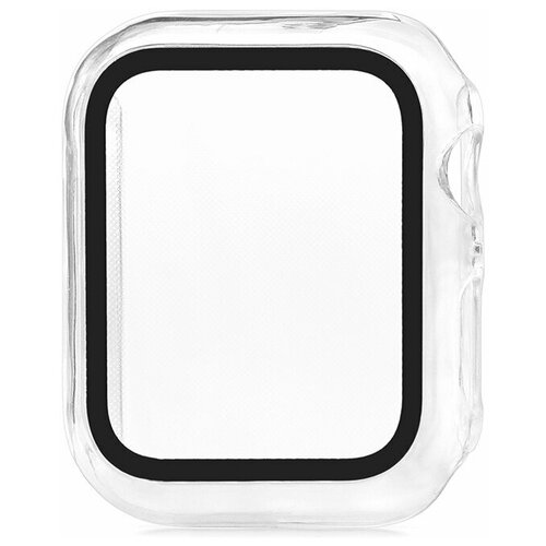 фото Защитное стекло для apple watch 44mm skinarma shield clear с бампером / стекло на эпл воч 44 мм / полноэкранное закаленное стекло / apple watch 4 series / apple watch 5 series / apple watch 6 series / apple watch se series / противоударное стекло для умных часов эпл вотч 4 5 6 се размер 44 мм / полноэкранное стекло с олеофобным покрытием / защита от царапин для apple watch / стекло с бампером / защита от ударов