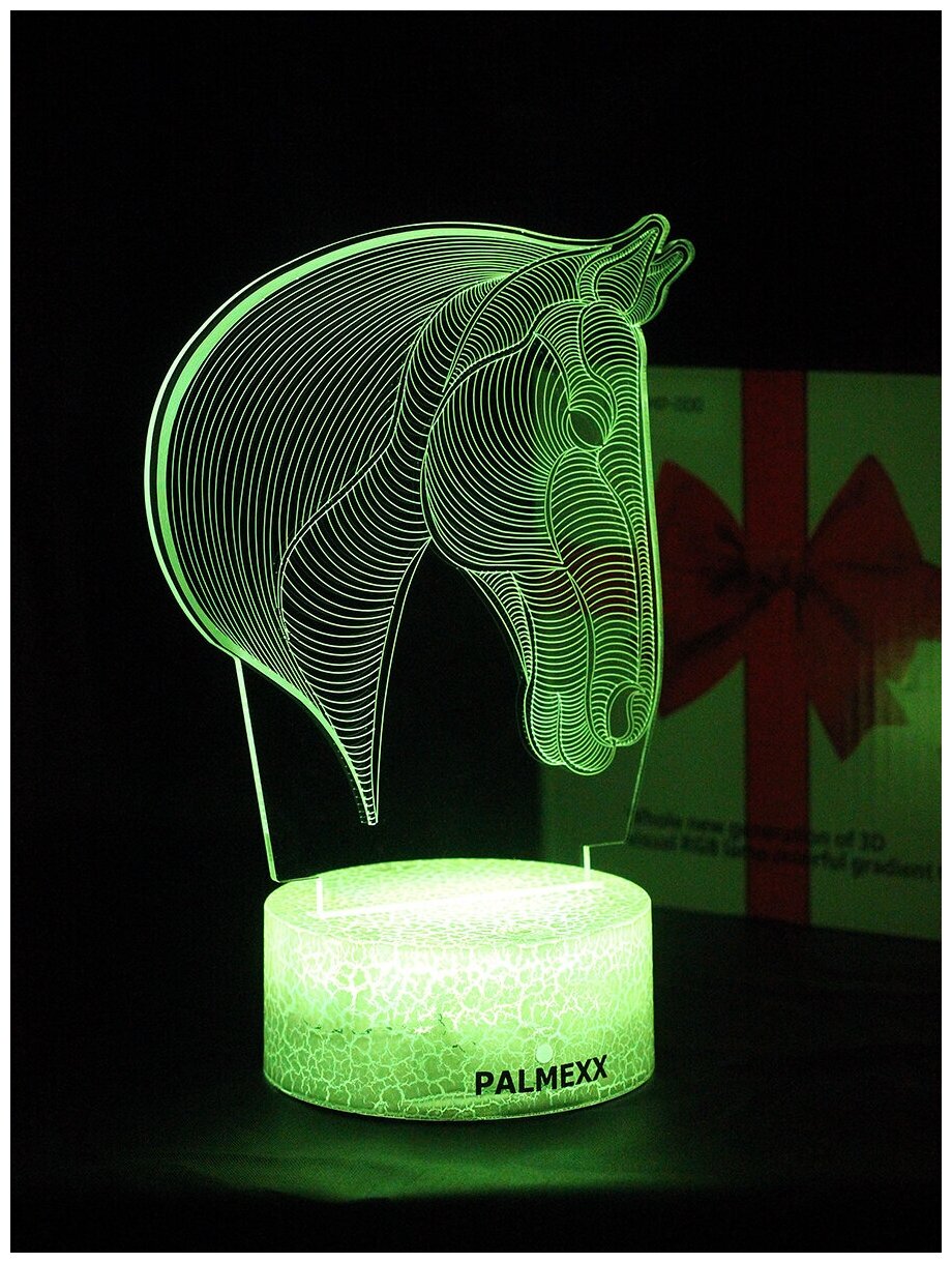 Светодиодный ночник PALMEXX 3D светильник LED RGB 7 цветов (голова лошади) LAMP-078