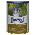 Влажный корм Happy Cat Кусочки в желе для любых кошек с уткой и цыпленком 12 шт х 400 г - изображение