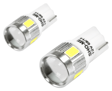 Лампа светодиодная 12v t10 3w 5000k sho-me 2 шт. картон alpha-05 lens