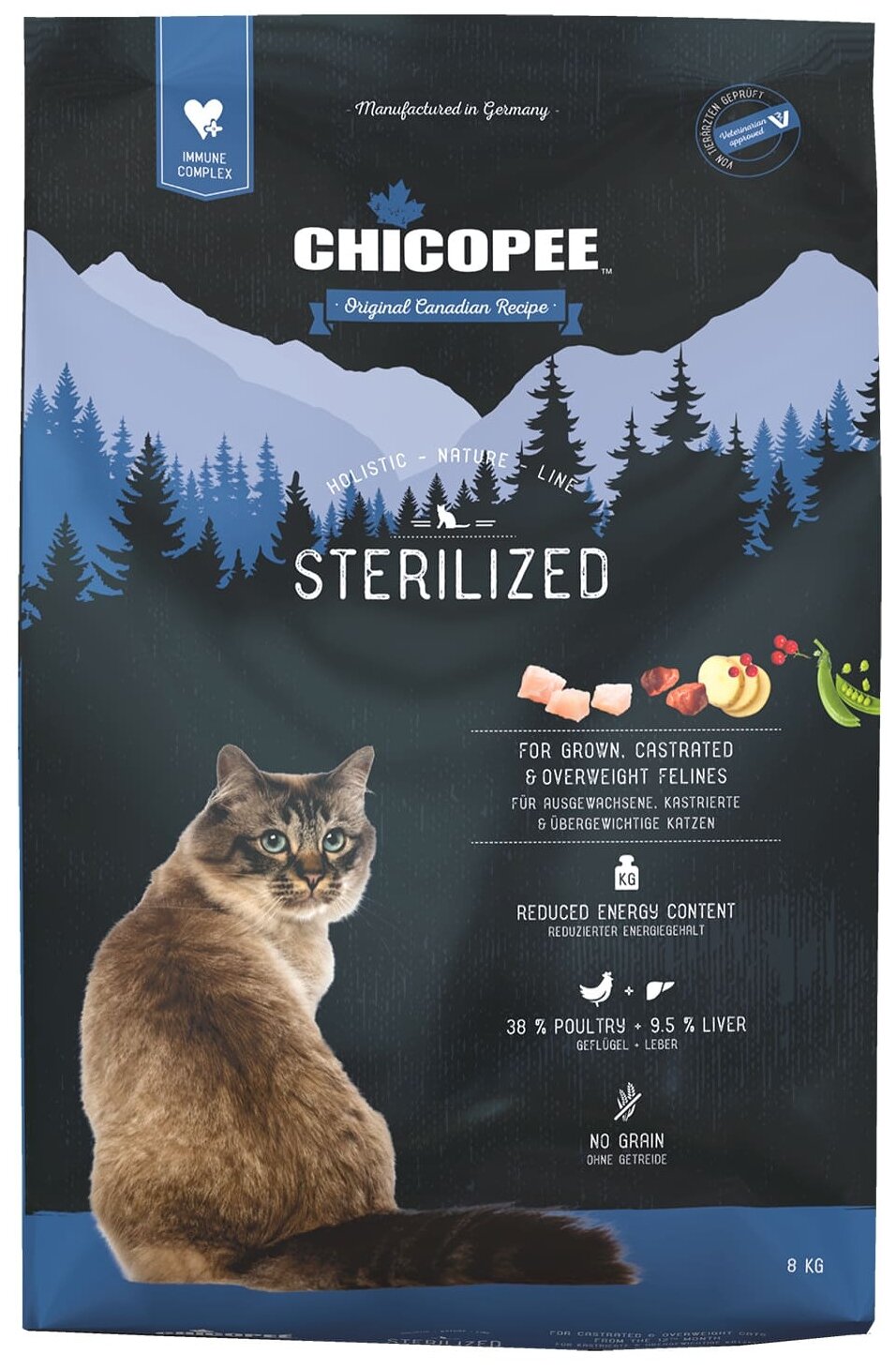 Chicopee HNL Cat Sterilized Сухой корм для стерилизованных кошек 8кг