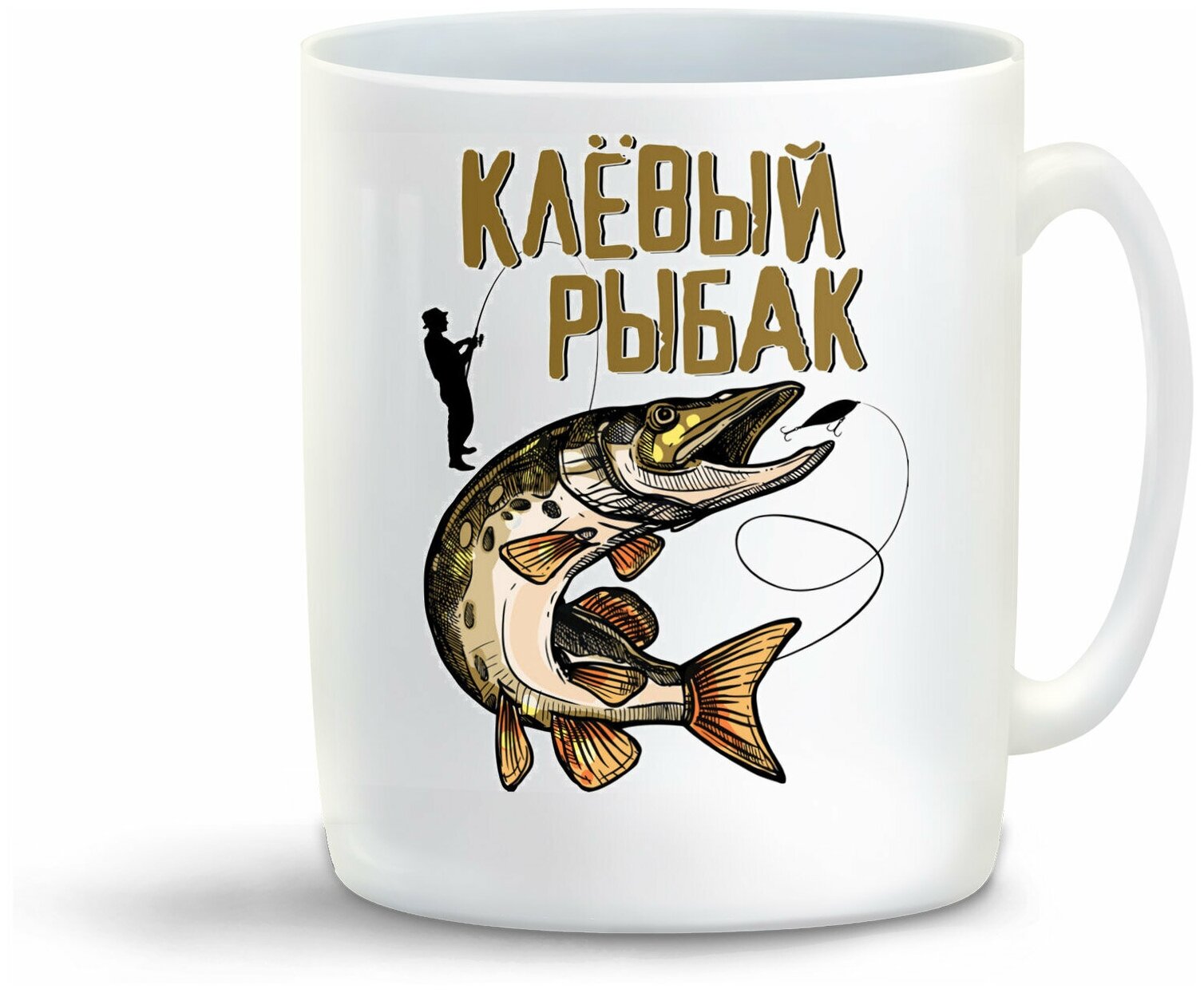 Кружка белая CoolPodarok "Прикол. Рыбалка. Клевый рыбак"