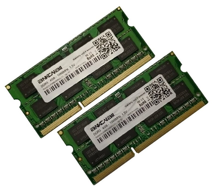 ОЗУ So-Dimm 8Gb PC3-8500, DDR3-1066, AnkoWall RAMD3U1066DIMMCL11 (Kit 2x4Gb)