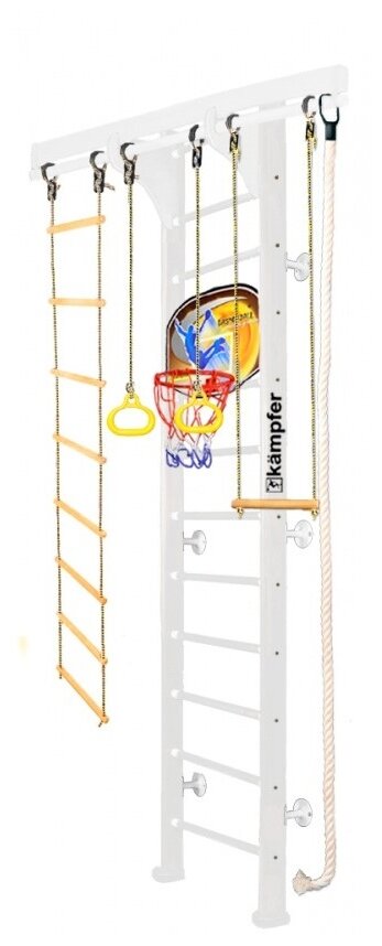 Шведская стенка Kampfer Wooden Ladder Wall Basketball Shield №6, Жемчужный, высота 3 м, белый (53793)