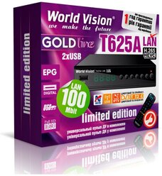 Приставка цифровая (Цифровой телевизионный приемник World Vision T625A LAN (T2+C, металл, дисплей, кнопки, встроенный БП, IPTV, LAN))
