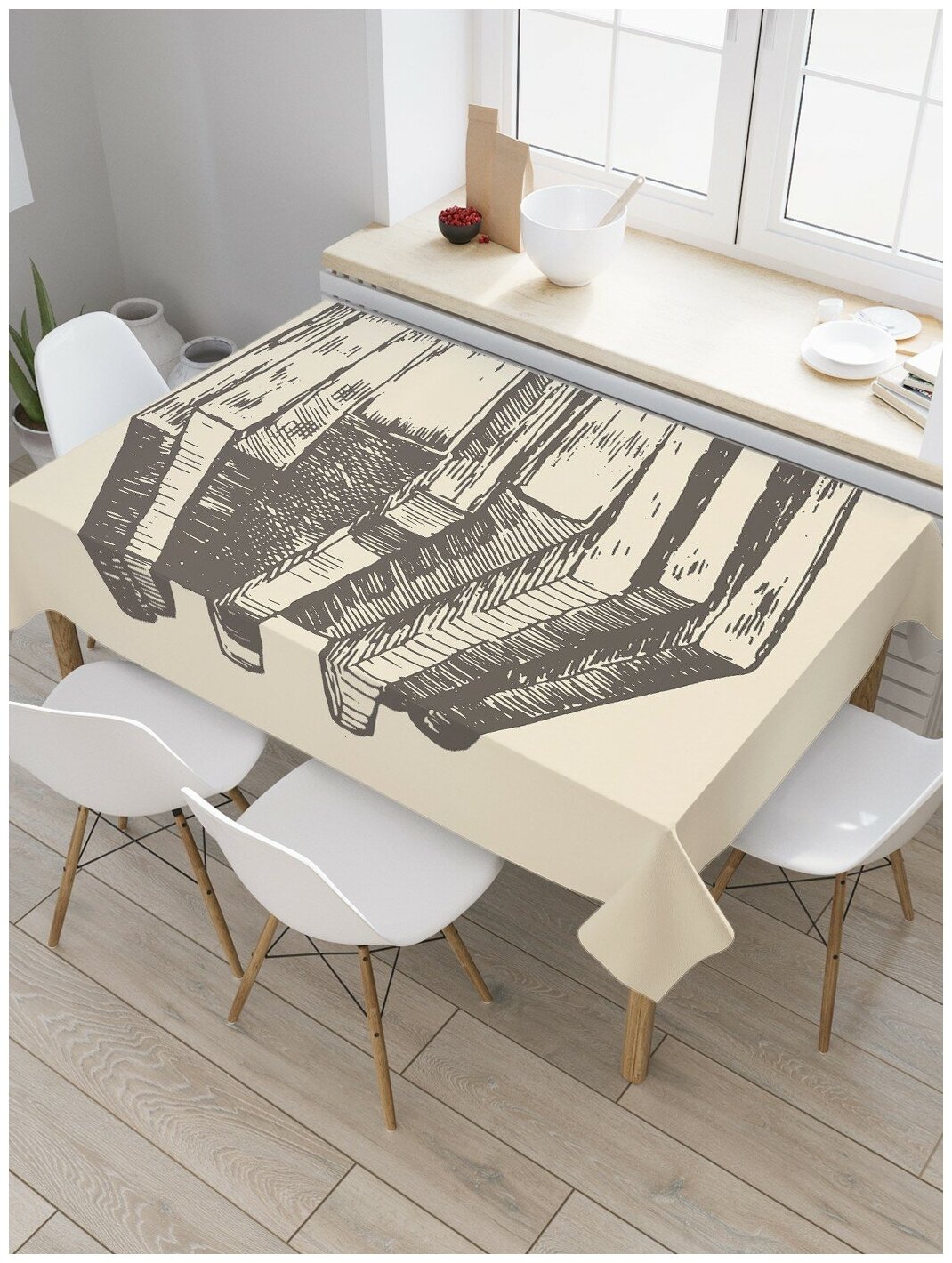 Скатерть прямоугольная JoyArty на кухонный стол "Стопка книг" из оксфорда, 120x145 см