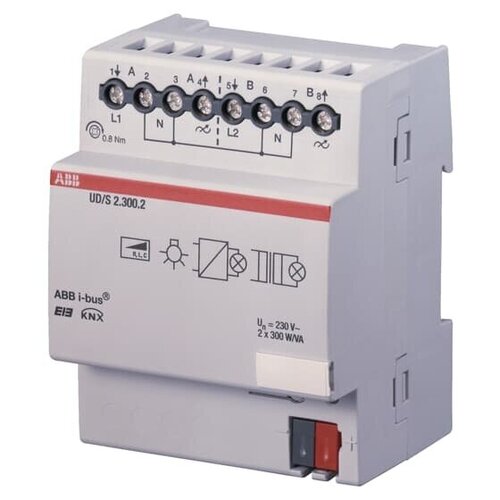 ABB KNX UD/S 2.300.1 Светорегулятор универсальный 2х300ВА или 1х500 Вт, DIN-рейка