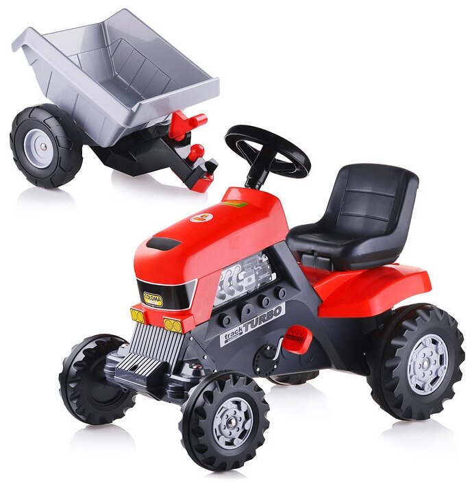 Каталка-трактор с педалями "Turbo" с полуприцепом