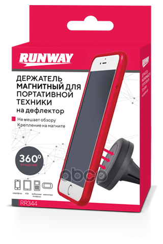 Держатель Магнитный Для Портативной Техники На Дефлектор - Черный RUNWAY арт. rr344