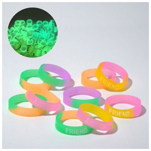 фото Queen fair силиконовое кольцо "светоотражающее", набор 10 шт, цвет микс