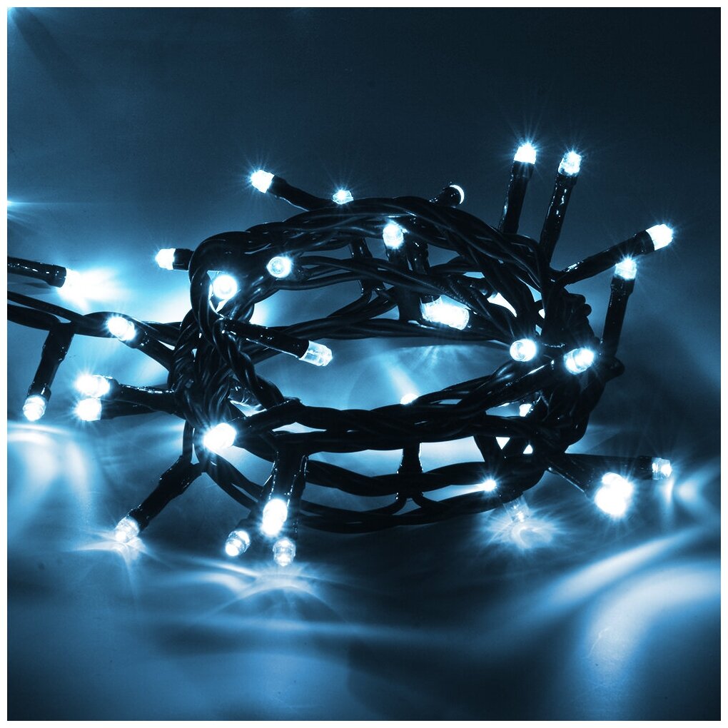 Электрогирлянда новогодняя Vegas Нить Холодное свечение светодиодная 50 ламп 5м КИТАЙ - фото №11