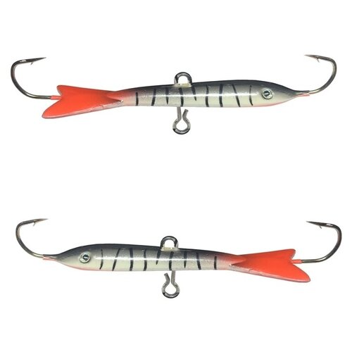 Балансир с монолитным хвостом вес 15 гр. длина 60 мм крючок №4 набор из двух штук серый с полосками 6301