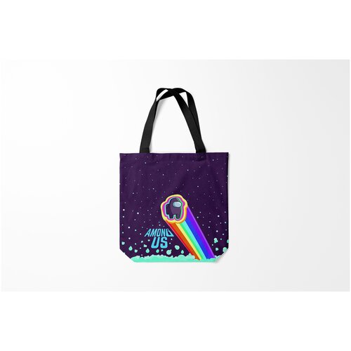 фото Сумка-шоппер / 40х40 см / геймерам / among us neon rainbow burnettie
