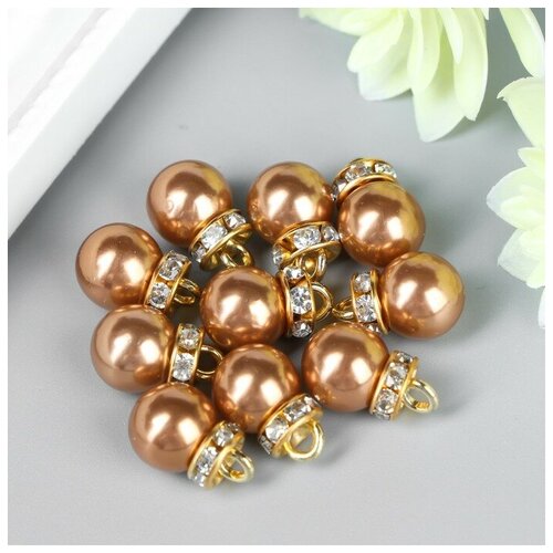 фото Декор для творчества пластик "бронзовая жемчужина с петелькой" набор 10 шт 1х1,2 см mikimarket