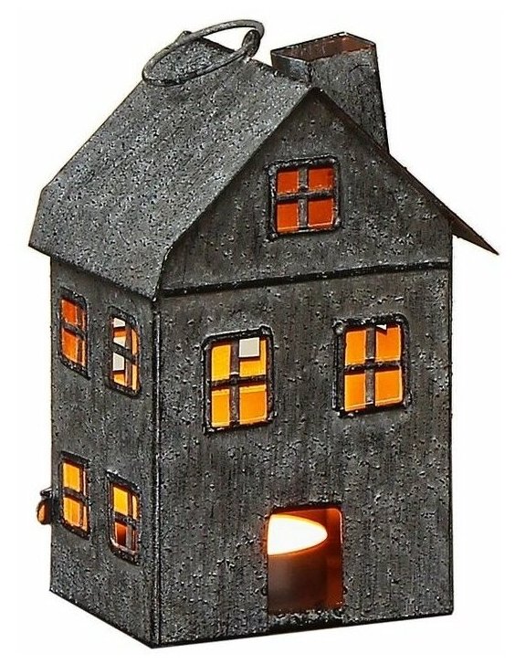 Подсвечник-домик фиренцо, металл, серый, 9х8х13 см, Boltze 4029300-9807680
