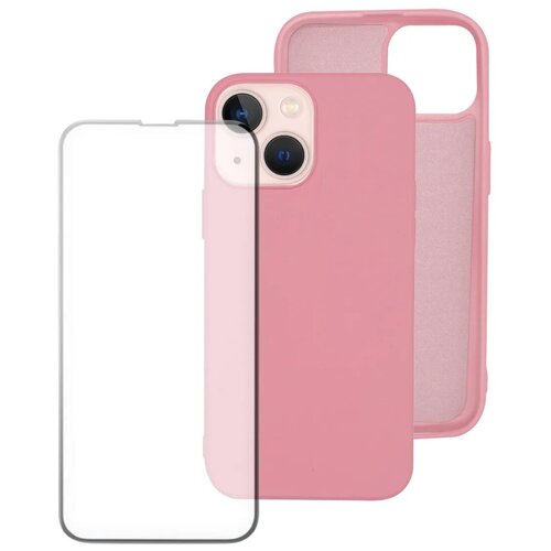 фото Комплект: чехол silicone case (без лого) + защитное стекло для apple iphone 13 / айфон 13 / накладка / бампер pduspb