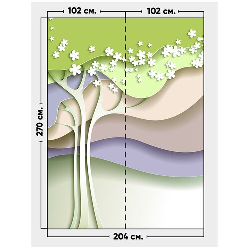 Фотообои / флизелиновые обои 3D Дерево в пастельных тонах 2,04 x 2,7 м фотообои флизелиновые обои 3d дерево в зеленых цветах 2 x 1 5 м
