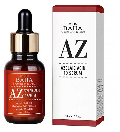 Сыворотка с азелаиновой кислотой для проблемной кожи Cos De BAHA AZ Azelaic Acid 10 Serum, 30мл