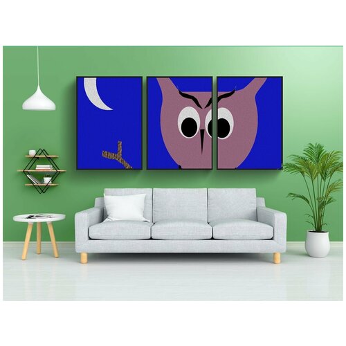 фото Набор модулных постеров для интерьера "сова, ночь, птица" 60x90 см. в тубусе, без рамки lotsprints
