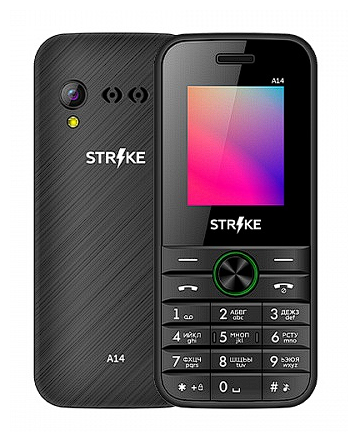 Телефон Strike A14, черный/зеленый