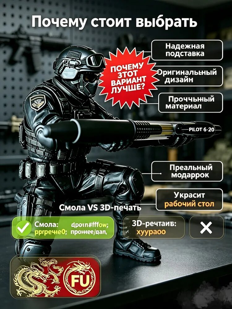 Внутриигровая Черный, серый, высота 8 см, длина 6 см