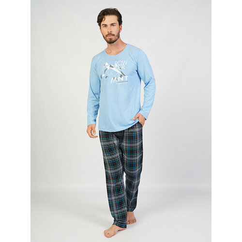 Пижама Vienetta, размер 4XL, голубой пижама laredoute пижама домашняя 50 52 fr 56 58 rus серый