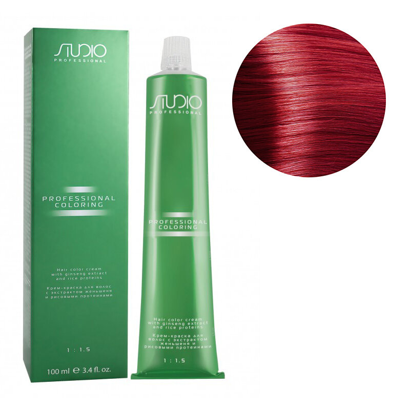 Kapous Studio Professional Крем-краска для волос Studio, усилитель цвета, с рисовыми протеинами и экстрактом женьшеня, тон №06, Красный, 100 мл