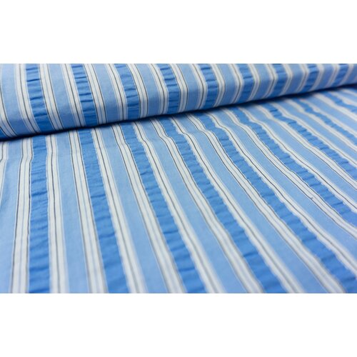 Хлопок сирсакер в полоску голубой 1959₽