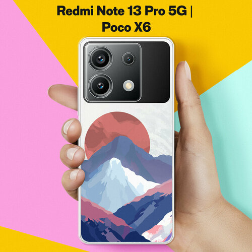 Силиконовый чехол на Xiaomi Redmi Note 13 Pro 5G / Poco X6 Горы / для Сяоми Редми Ноут 13 Про 5Джи / Поко Икс6 силиконовый чехол на xiaomi redmi note 13 pro 5g poco x6 кот среди рыб для сяоми редми ноут 13 про 5джи поко икс6