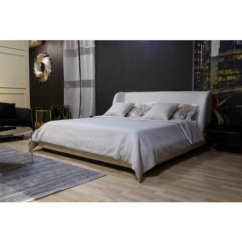 Кровать Orix Dark/МДФ, металл/бежевый/210x240x102 см/размер спального места 160х200 см